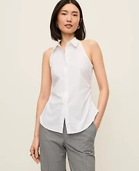 Ann Taylor Button Down Halter Shirt White Women's