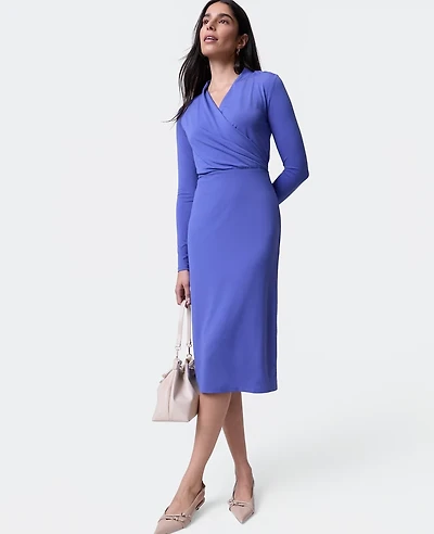 Ann Taylor Draped Knit Midi Sheath Dress Women's