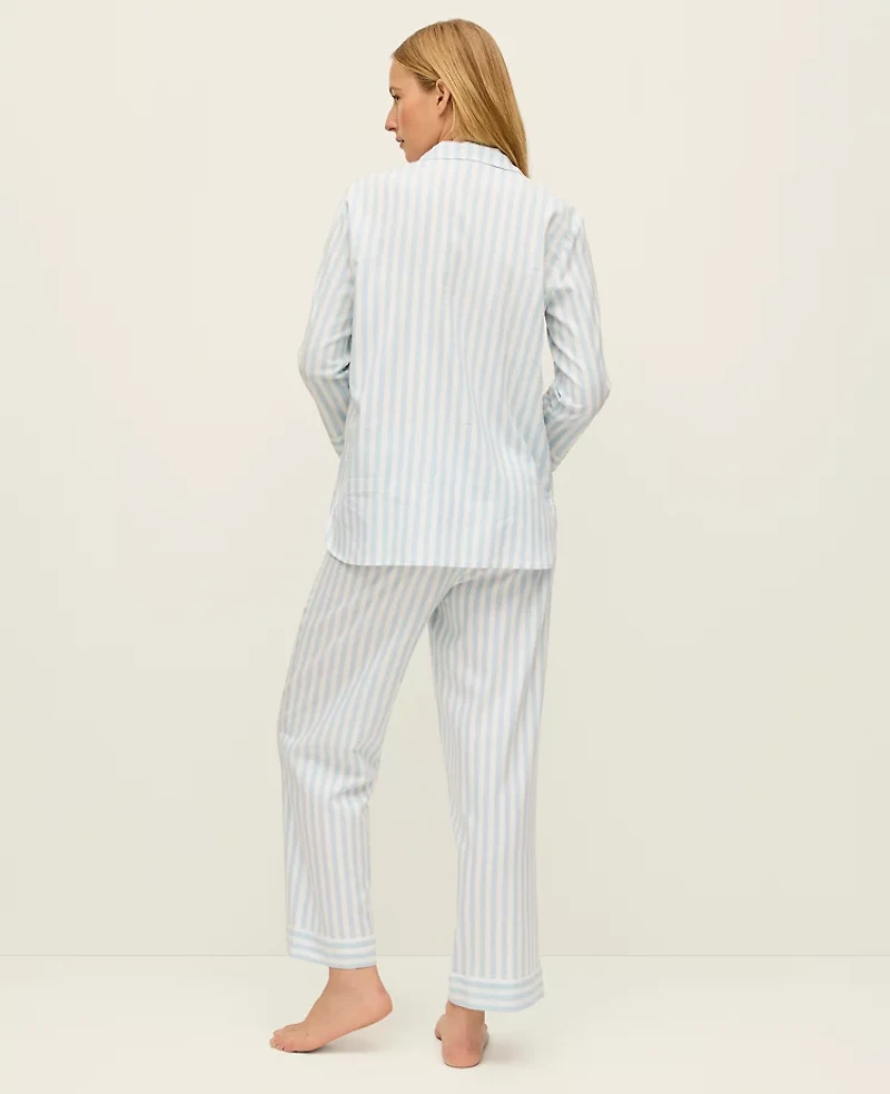 Ann Taylor Striped Pajama Set Cashmere Blue Women's