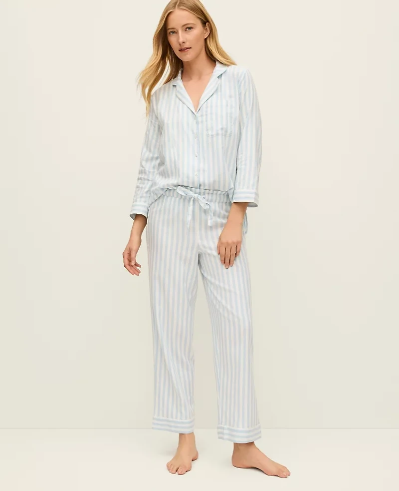 Ann Taylor Striped Pajama Set Cashmere Blue Women's