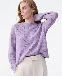 Ann Taylor Pointelle Crew Neck Sweater Women's