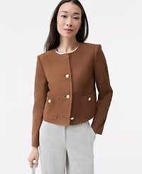 Ann Taylor The Crew Neck Jacket Suede Rich Umber Women's