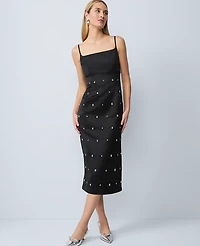 Ann Taylor Petite Satin Sheath Dress Black Women's