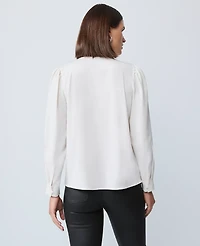 Ann Taylor Petite Mixed Media Pintuck Top Winter White Women's