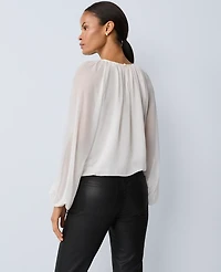 Ann Taylor Shirred Crew Neck Blouse Women's