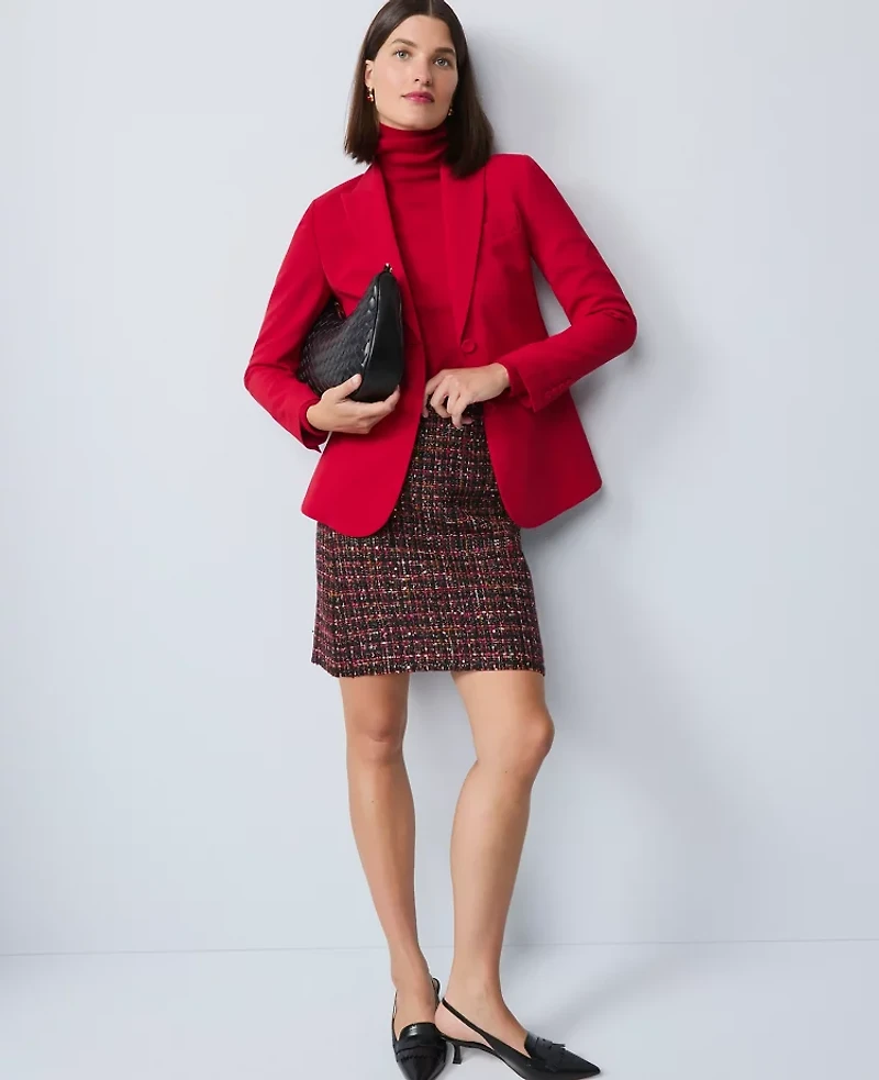 Ann Taylor The Petite Two-Button Blazer in Fluid Crepe Size 4 Jewel Red Women's