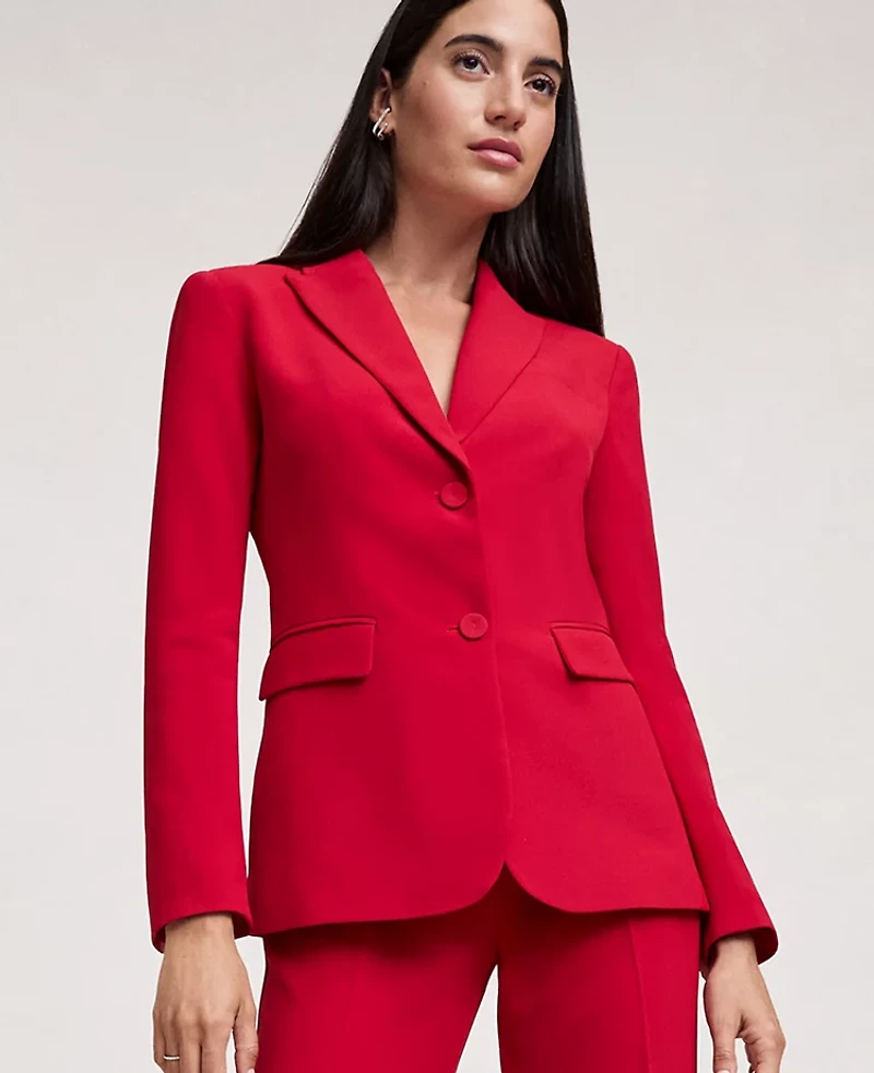Ann Taylor The Petite Two-Button Blazer in Fluid Crepe Size 4 Jewel Red Women's