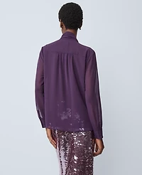 Ann Taylor Petite Bow Blouse Aubergine Dream Women's