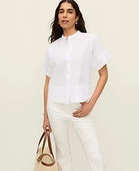 Ann Taylor Stand Collar Poplin Blouse Women's