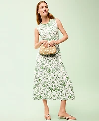 Ann Taylor Floral Jacquard Sweater Dress Palm Green Women's