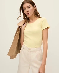 Ann Taylor Weekend Lace Trim Pointelle T-Shirt Women's