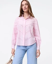 Ann Taylor Weekend Collection Eyelet Ruffle Collar Shirt Women's