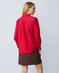 Ann Taylor Petite Embellished Relaxed Perfect Shirt Jewel Red Women's