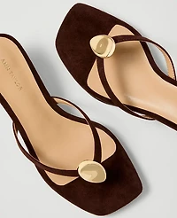 Ann Taylor Suede Flip Flop Heeled Sandal Pure Chocolate Women's