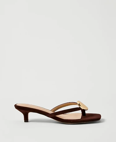 Ann Taylor Suede Flip Flop Heeled Sandal Pure Chocolate Women's