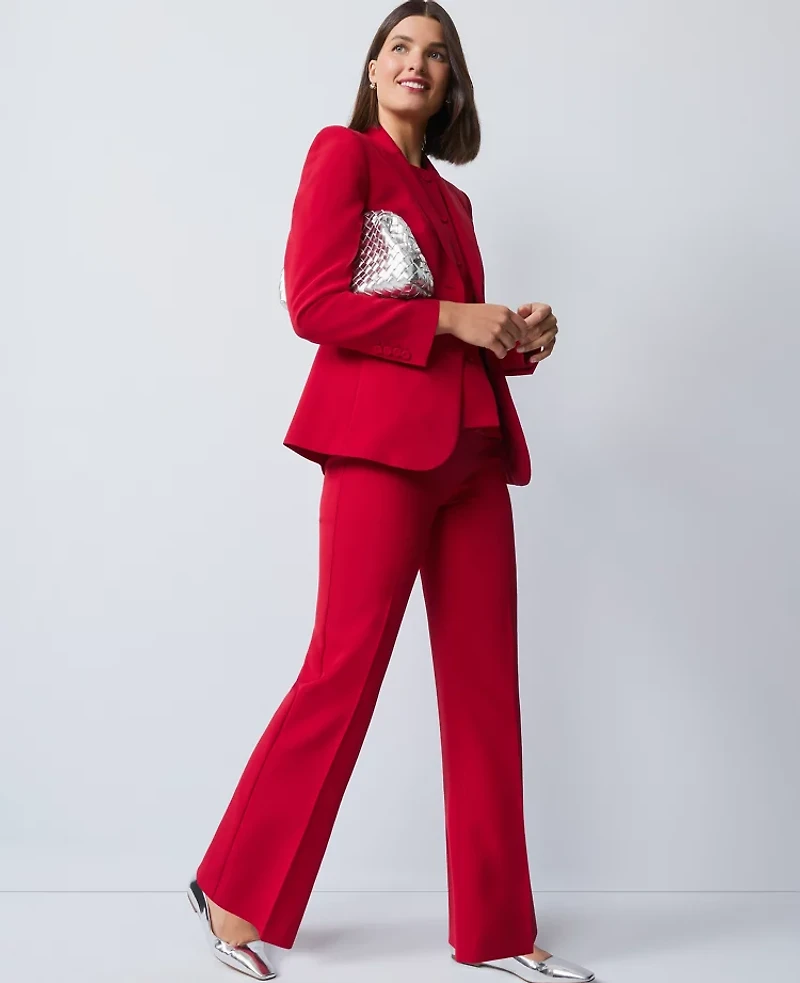 Ann Taylor The Flare Trouser Fluid Crepe Jewel Red Women's
