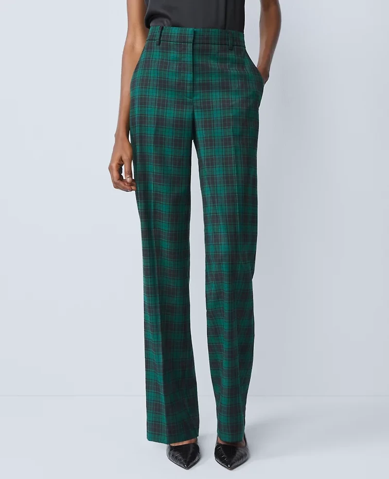 Ann Taylor The Petite Straight Trouser Plaid Ponderosa Pine Women's