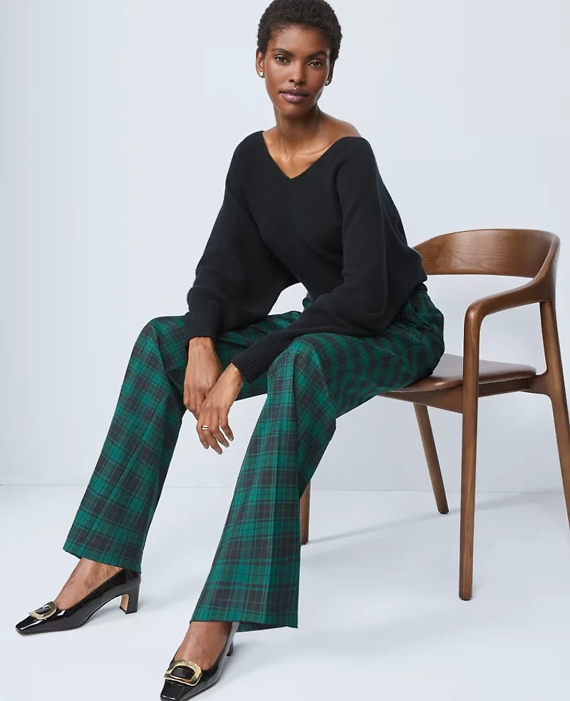 Ann Taylor The Petite Straight Trouser Plaid Ponderosa Pine Women's