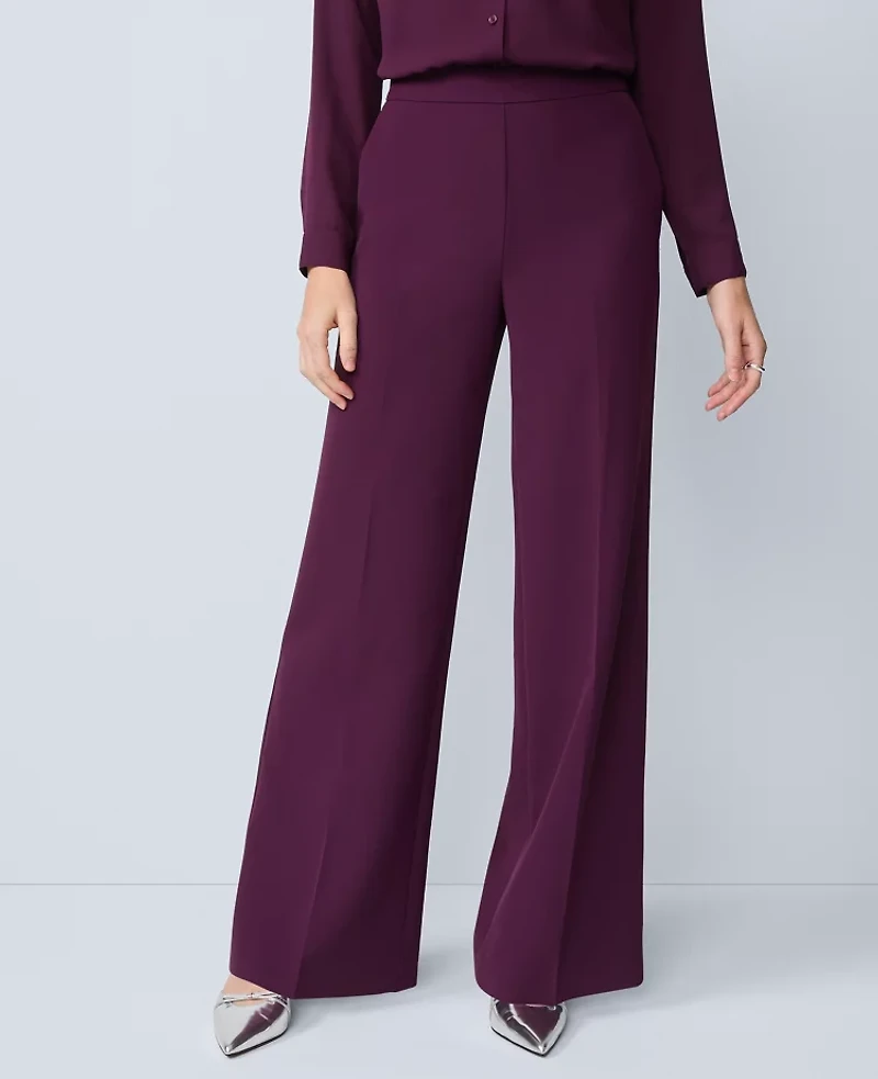 Ann Taylor The Petite Wide-Leg Pant Fluid Crepe — Curvy Fit Winter Bloom Women's