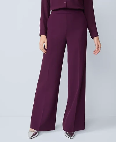 Ann Taylor The Petite Wide-Leg Pant Fluid Crepe — Curvy Fit Winter Bloom Women's