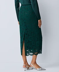 Ann Taylor Petite Lace Column Midi Skirt Ponderosa Pine Women's