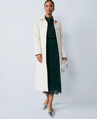 Ann Taylor Petite Lace Column Midi Skirt Ponderosa Pine Women's