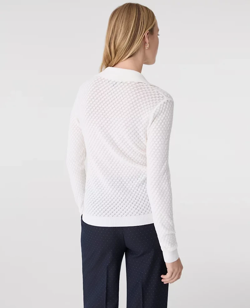 Ann Taylor Pointelle Polo Sweater Women's