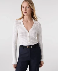 Ann Taylor Pointelle Polo Sweater Women's
