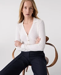 Ann Taylor Pointelle Polo Sweater Women's