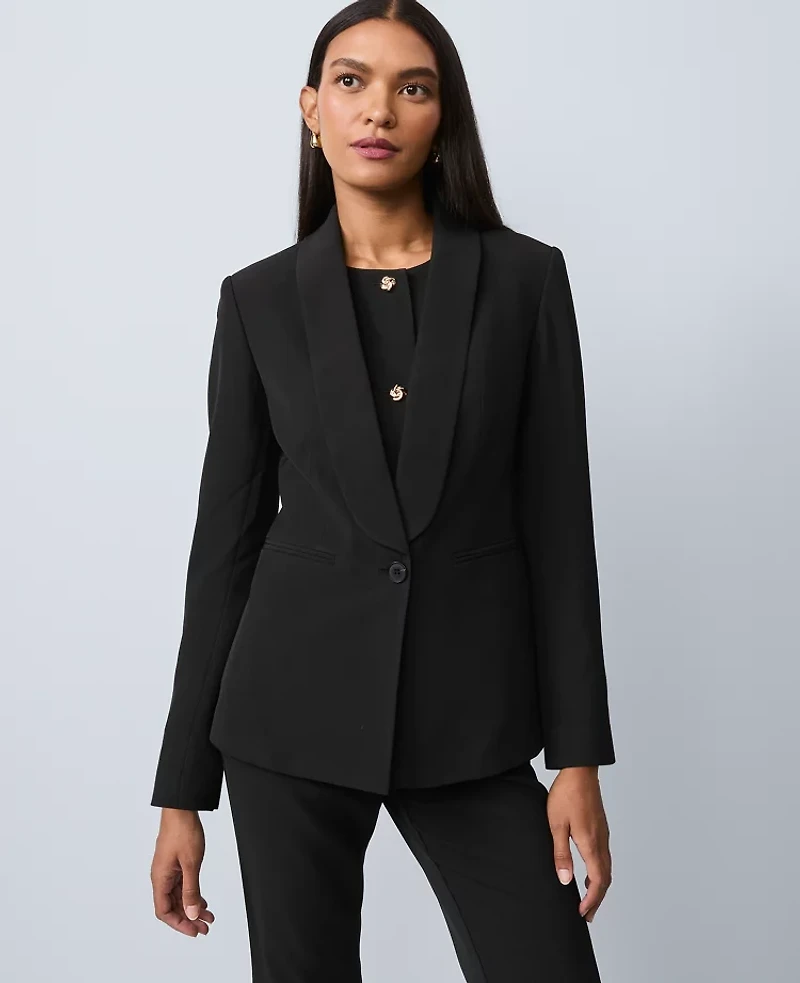 Ann Taylor The Petite Shawl Collar Blazer Black Women's