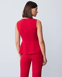 Ann Taylor Petite Crew Neck Peplum Vest Jewel Red Women's