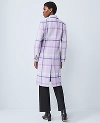 Ann Taylor Petite Plaid Chesterfield Coat Lavender Bouquet Women's