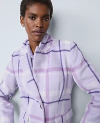Ann Taylor Petite Plaid Chesterfield Coat Lavender Bouquet Women's