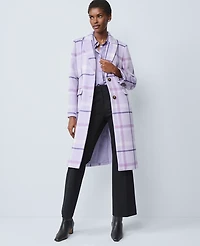 Ann Taylor Petite Plaid Chesterfield Coat Lavender Bouquet Women's