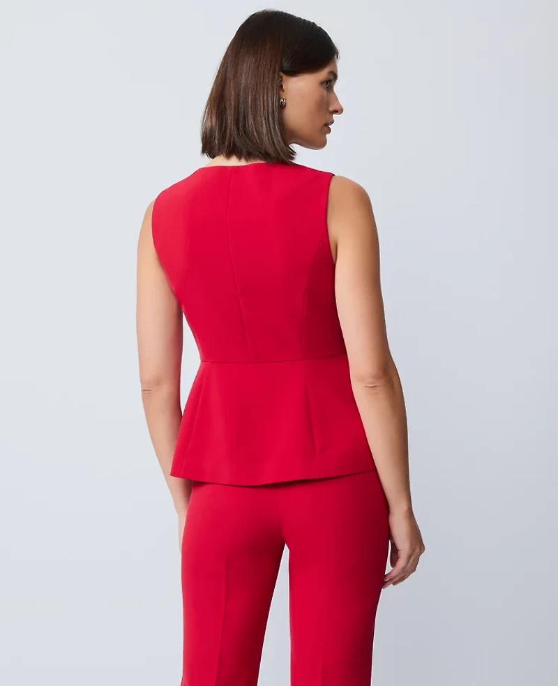 Ann Taylor Crew Neck Peplum Vest Jewel Red Women's