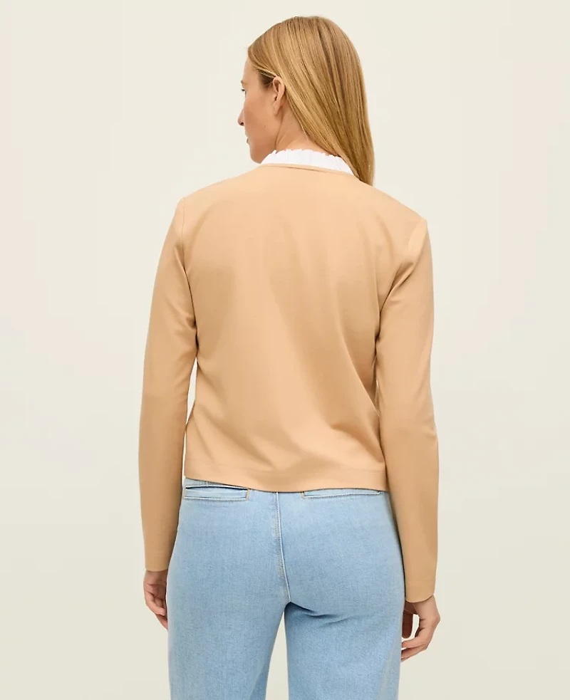 Ann Taylor Ruffle Collar Knit Jacket Women's