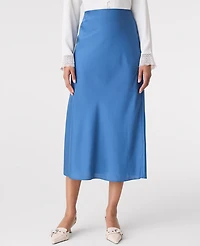 Ann Taylor Petite Satin Bias Midi Slip Skirt Refreshingly Blue Women's