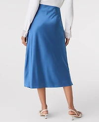 Ann Taylor Petite Satin Bias Midi Slip Skirt Refreshingly Blue Women's