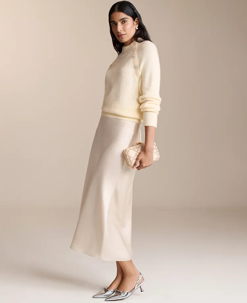 Ann Taylor Petite Satin Bias Slip Skirt Women's