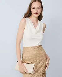 Ann Taylor Petite Draped Cowl Neck Top Winter White Women's