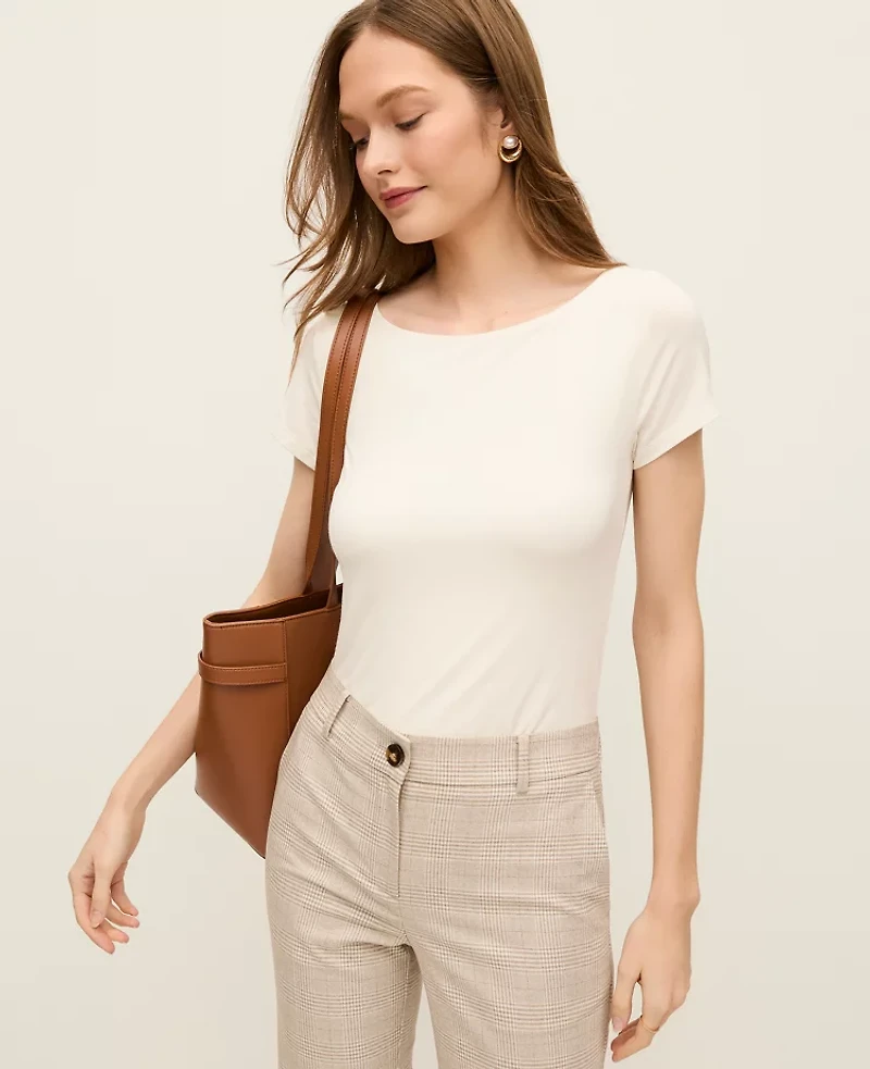 Ann Taylor Boatneck T-Shirt Winter White Women's
