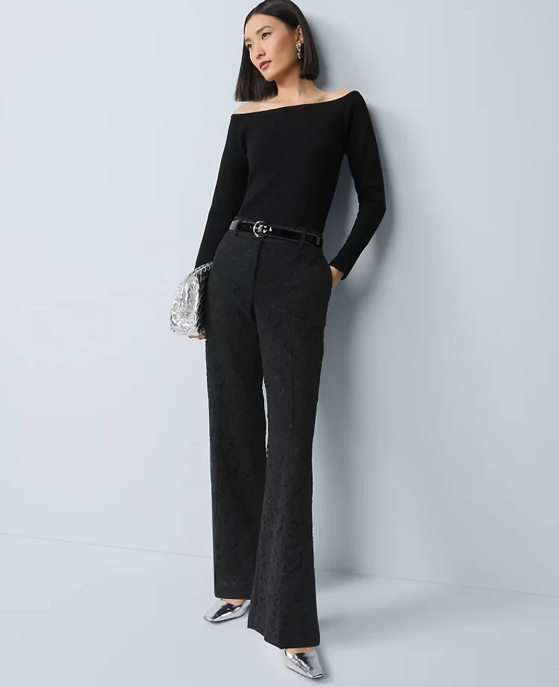 Ann Taylor The Petite Jayne Trouser Lace Black Women's