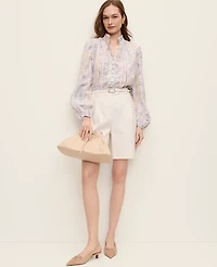 Ann Taylor Tile Print Embroidered Blouse Women's