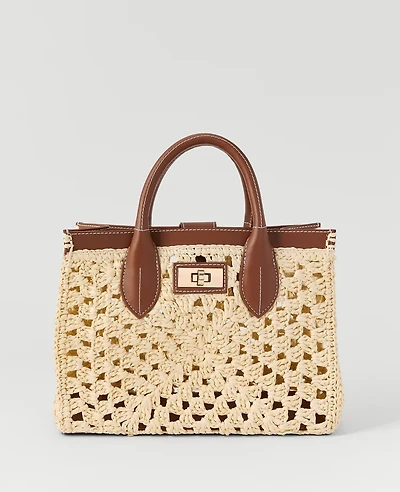 Ann Taylor Woven Straw Tote Natural Women's