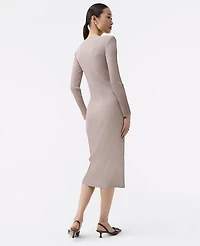 Ann Taylor Ribbed Button Sweater Dress Mocha Meringue Women's