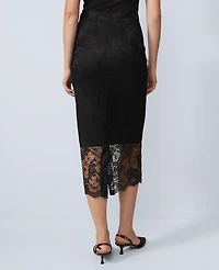 Ann Taylor Petite Lace Clean Midi Skirt Black Women's
