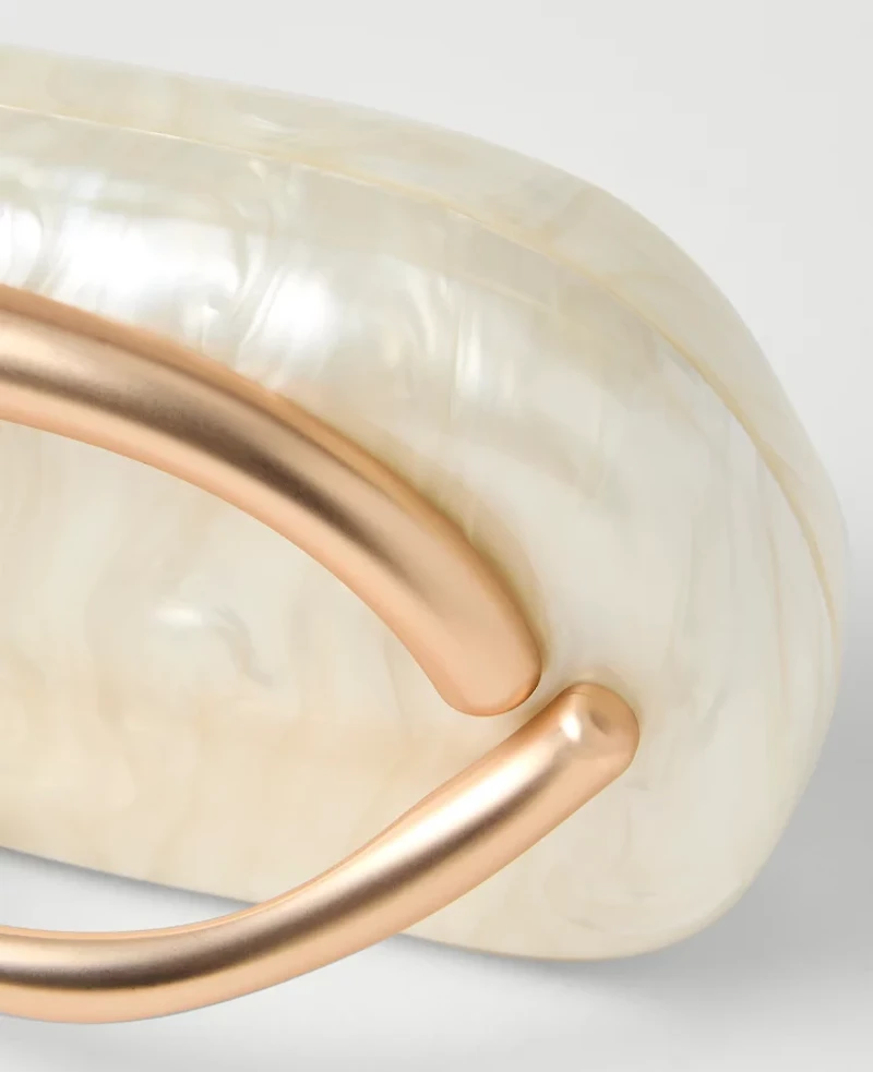 Ann Taylor Hardware Embellished Pearl Clutch Handbag Pearl Shadow Women's