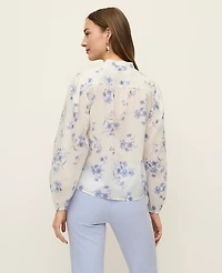 Ann Taylor Floral Embroidered Collar Blouse Winter White Women's