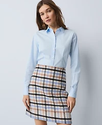 Ann Taylor Petite Weekend Collection Plaid A-Line Skirt Peaceful Periwinkle Women's
