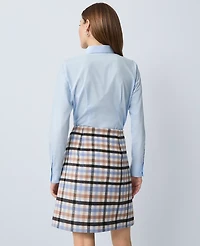 Ann Taylor Petite Weekend Collection Plaid A-Line Skirt Peaceful Periwinkle Women's